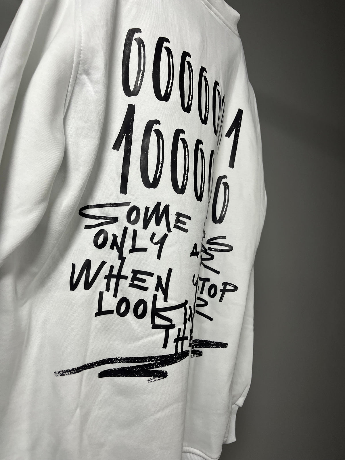 LOOK AGAIN — Beyaz Grafik Hoodie