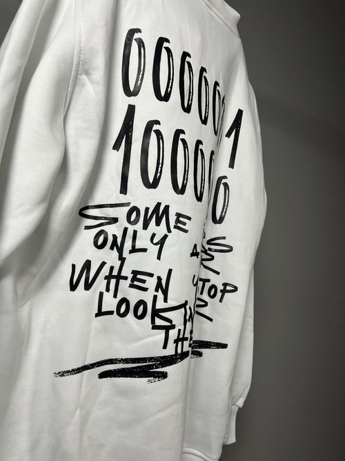 LOOK AGAIN — Beyaz Grafik Hoodie