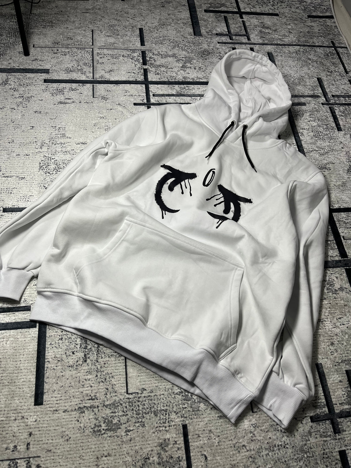 LOOK AGAIN — Beyaz Grafik Hoodie