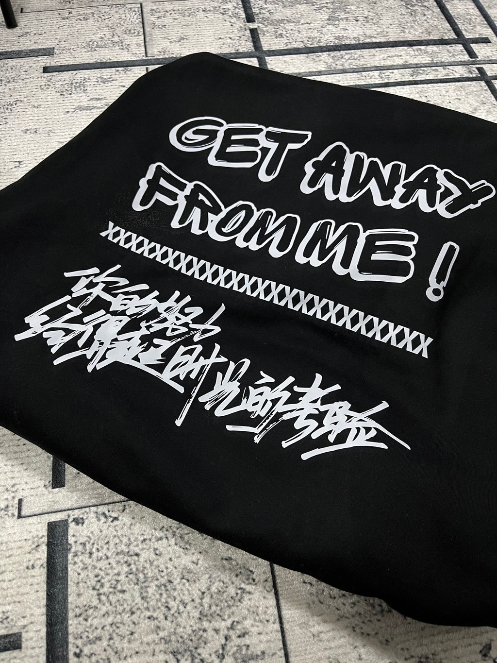 GET AWAY — Taç Baskılı Siyah Hoodie