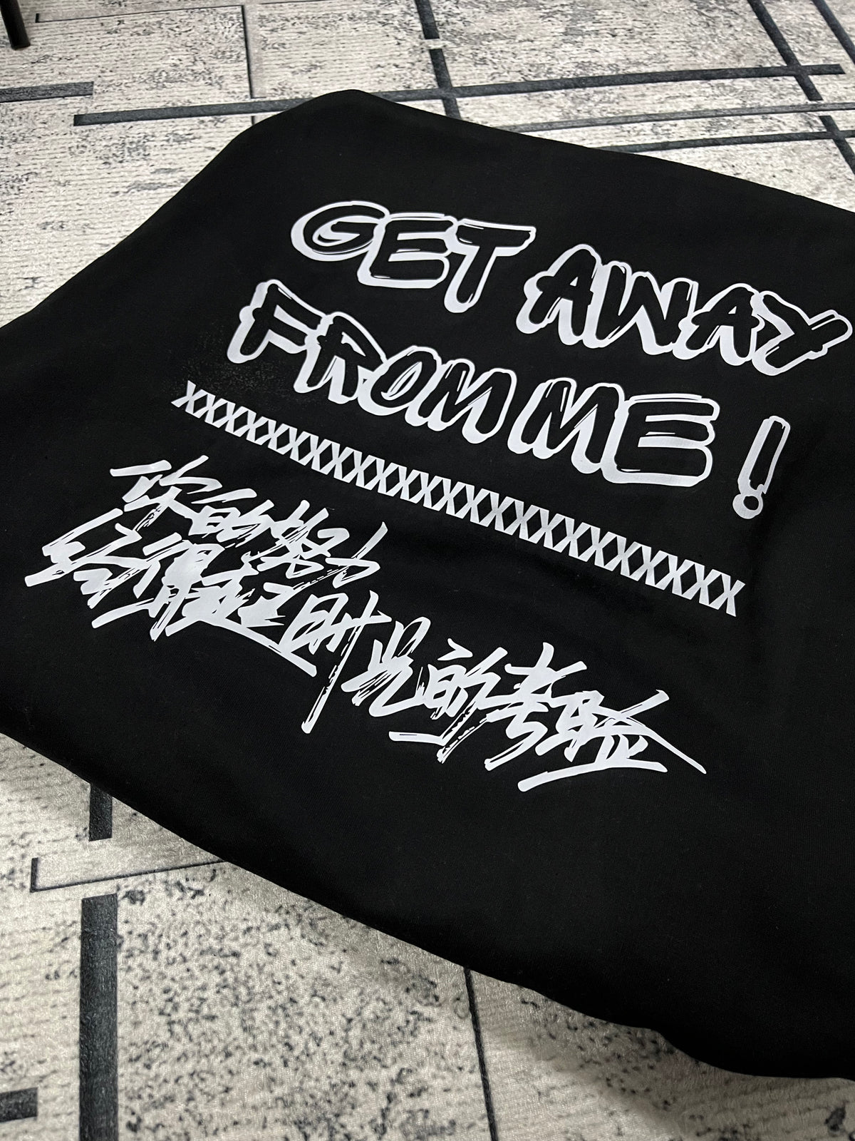 GET AWAY — Taç Baskılı Siyah Hoodie